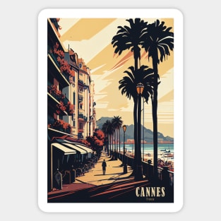 Cannes, France, Vintage Travel Poster Sticker